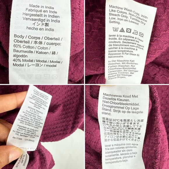 J.CREW Burgundy Ruffle Trim Honeycomb Knit Blouse Top Shirt Small - Picture 10 of 16